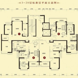 8号楼3-28层标准层平面图