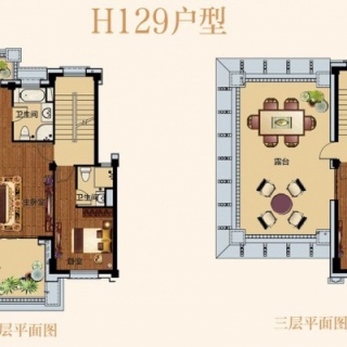 别墅H129二层三层户型
