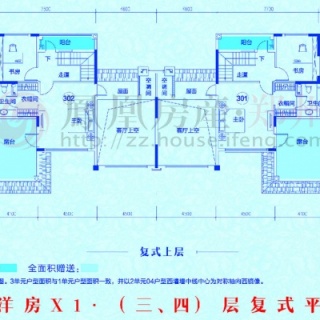 情景洋房X1·151#1单元复式上层平面图