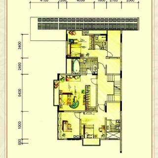 二期联排别墅T1户型二层平面图