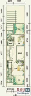 三期联排别墅B户型二层平面图