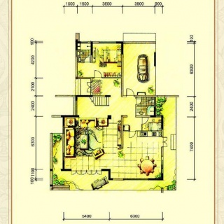 二期独栋别墅V4户型一层平面图