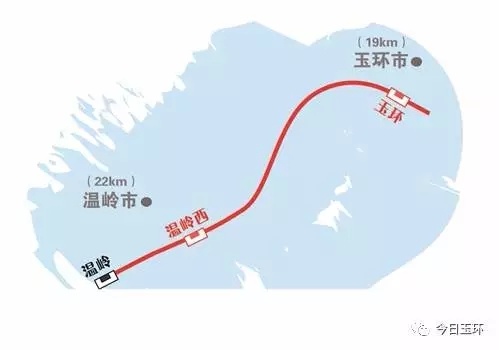 后经江夏村东侧向南行进,跨越规划s1市域铁路,向西跨漩门湾,于玉环市