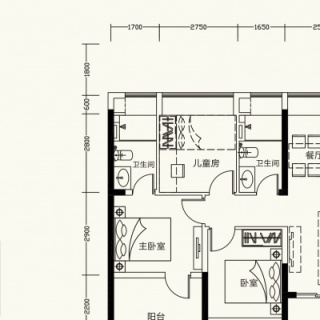 京基御景中央二期户型（三房两厅两卫98㎡）
