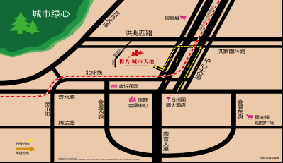 项目位于椒江区中心大道与洪家南环路交叉口往南500米,坐居心海绿廊之