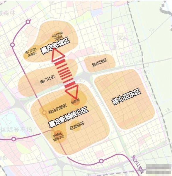 项目地处菊园新区板块,首先从规划层面上看,菊园新区作为嘉定新城主