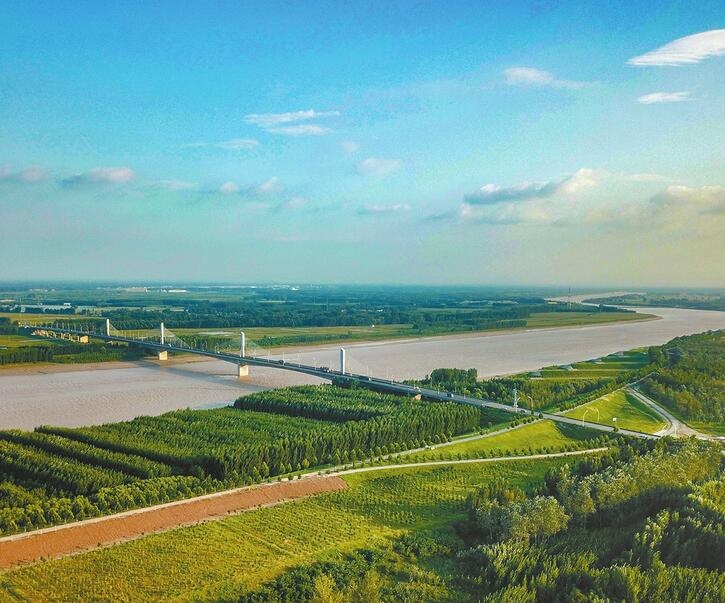 航拍黄河济阳段 记者刘玉乐摄