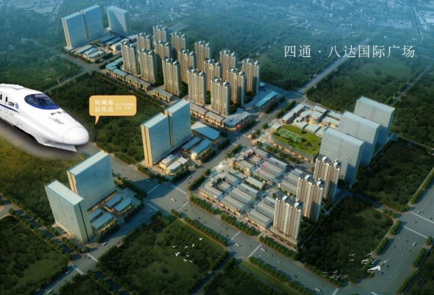 广西防城港四通八达国际广场鸟瞰图