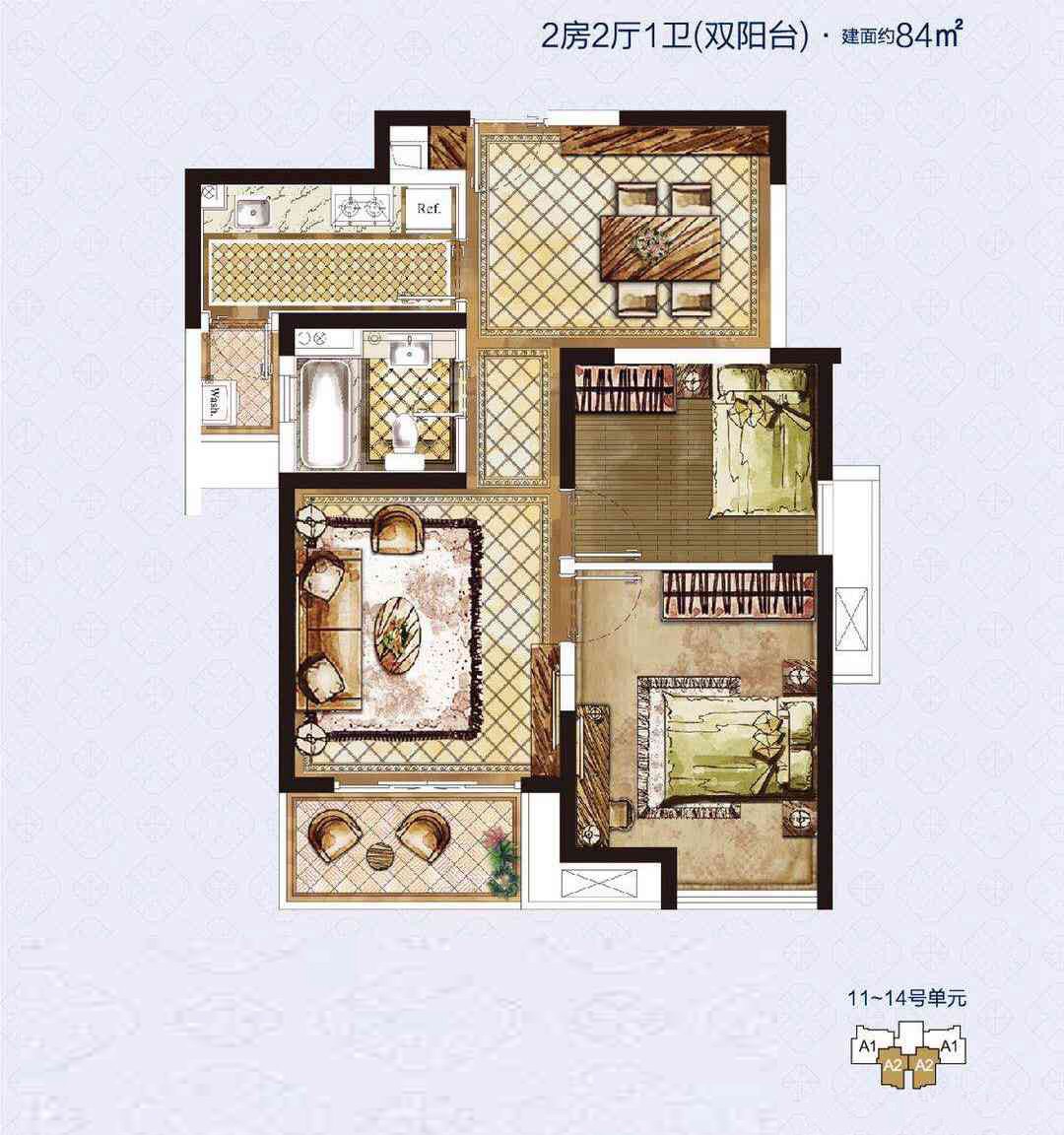 盘古园府84平户型,盘古园府2室2厅0卫 84㎡户型图,朝向-上海凤凰网