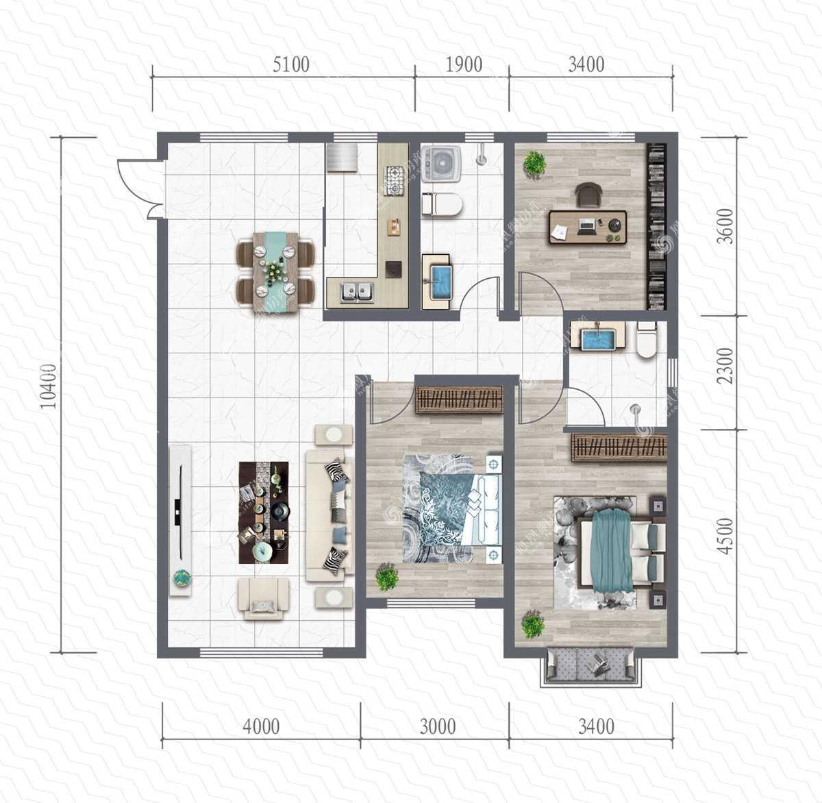 方兴·麓城壹号,方兴·麓城壹号3室2厅130㎡户型图,朝向