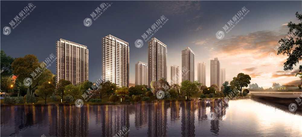 湖景鸟瞰效果图